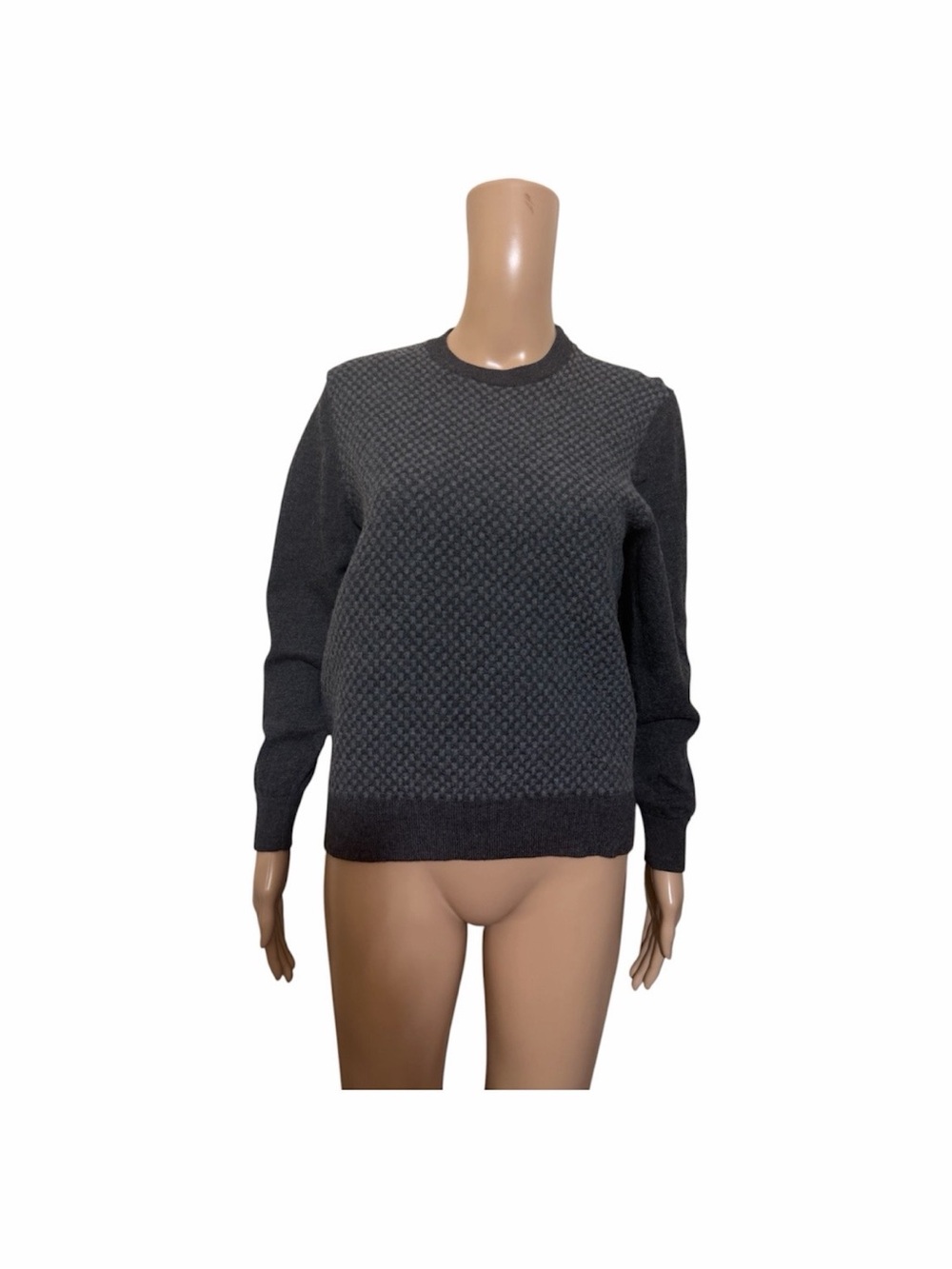 Turnbury Dark Gray Textured Crewneck wool Sweater
